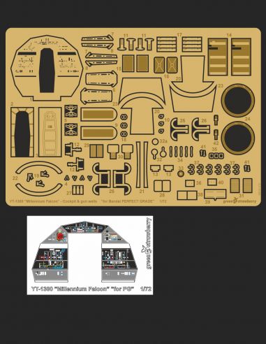 YT-1300 "Millennium Falcon" PG - Cockpit & gun wells -Greenstrawberry-most realistic sci-fi and photoetch models
