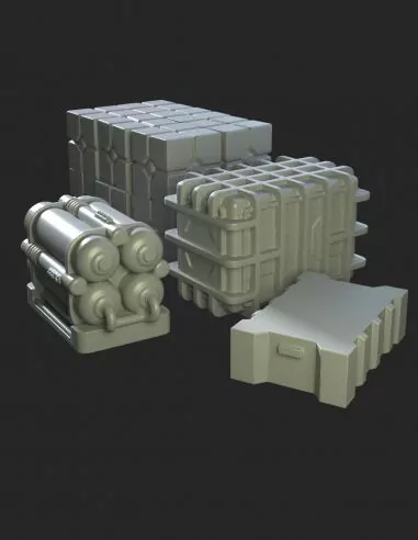 Hangar equipment vol. III - boxes-Greenstrawberry-most realistic sci-fi and photoetch models